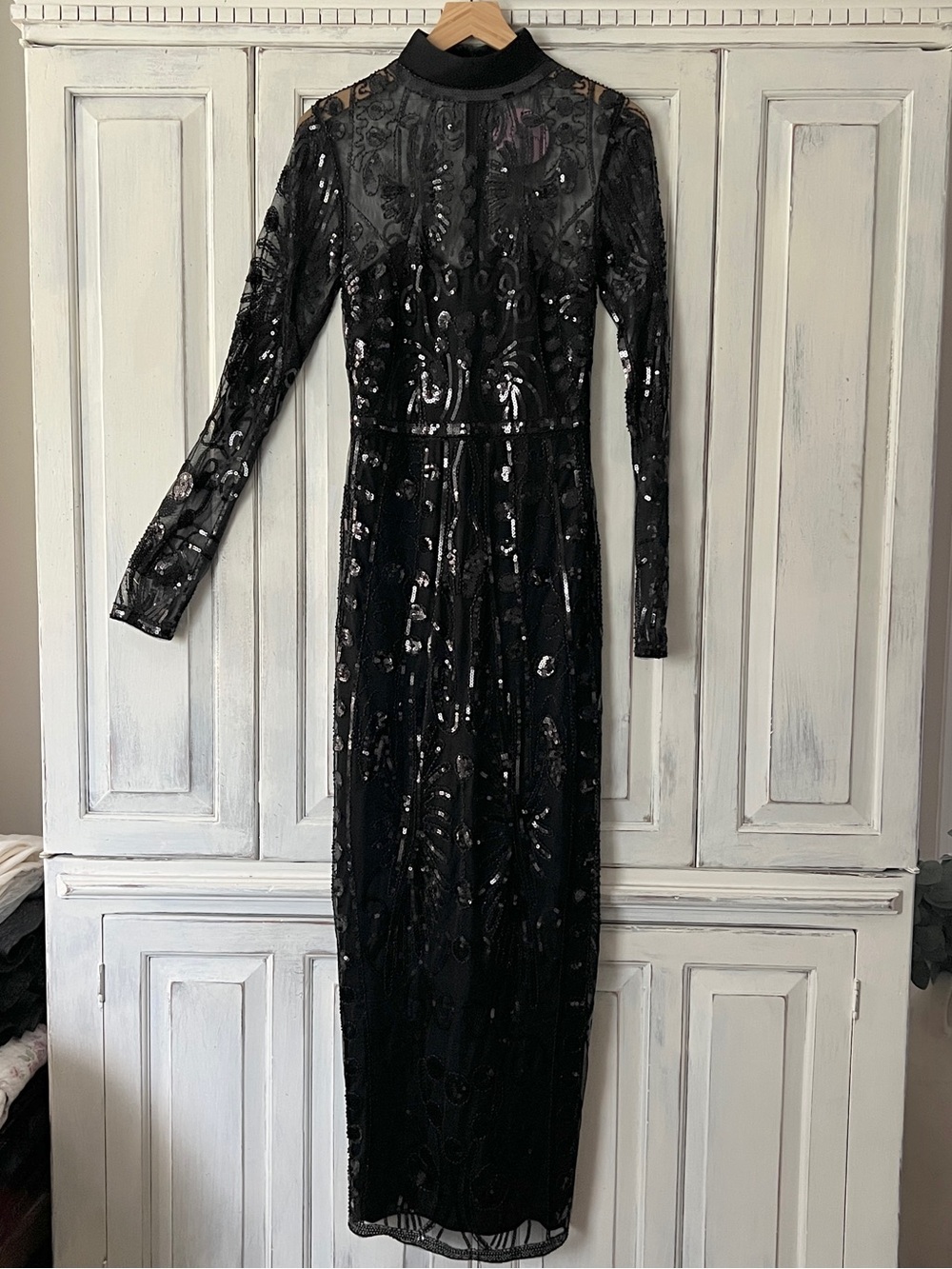 🟠NWT THE.COLLAB.STYLE High Neck Long Sleeve Lace Maxi Dress in Black